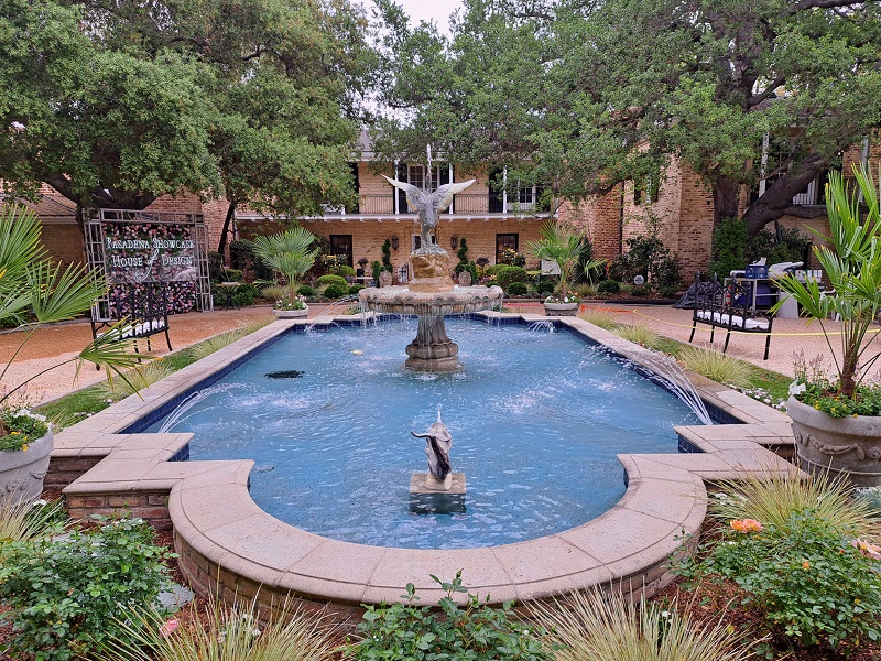 2025 Pasadena Showcase House Bauer Estate & Gardens: Front Fountain and Entrance. Designed by TimothyJohnLA.