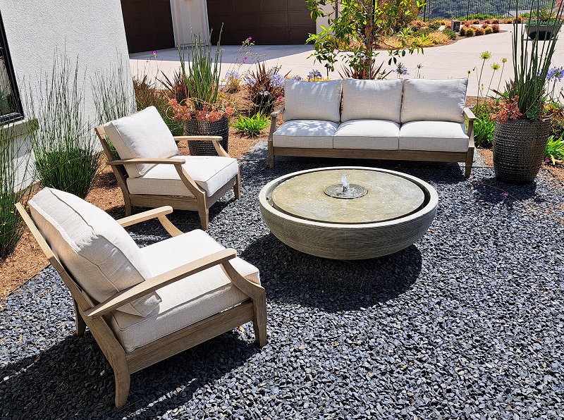 Quality outdoor furniture around a water or fire feature can easily make an outdoor space uniquely special