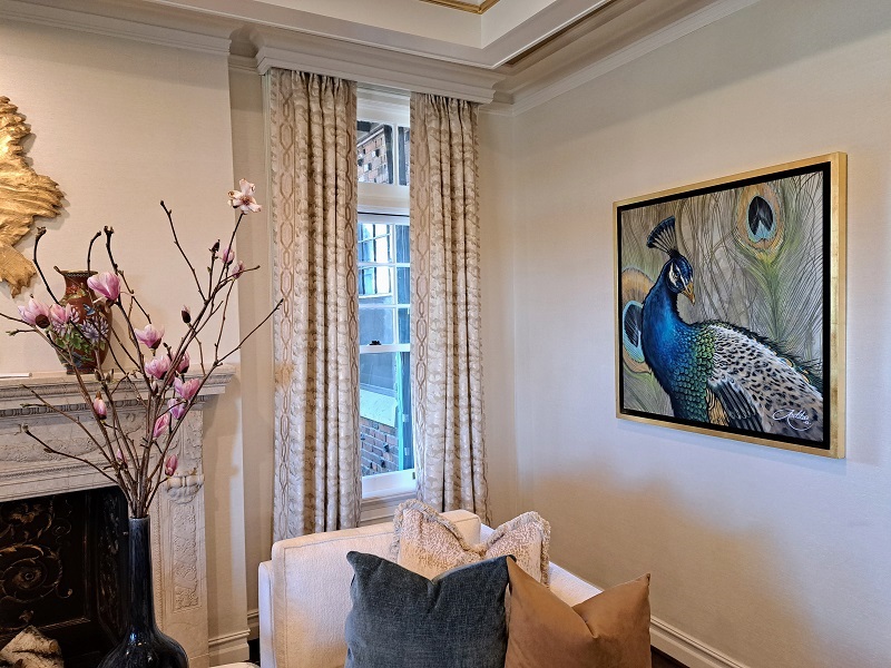 PSH 2024 Formal Living Room designed by Rachel Duarte: Peacock Painting