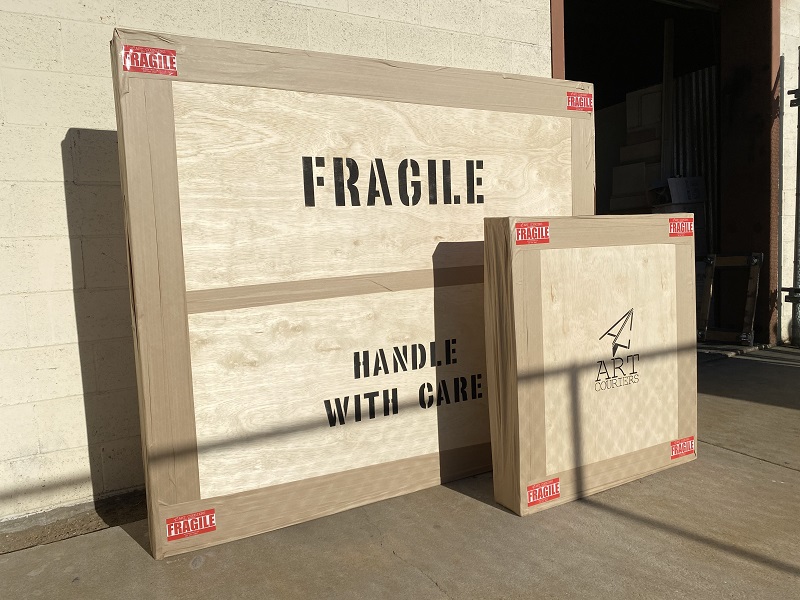 Fine art pieces securely packaged in custom art crates by Art Couriers