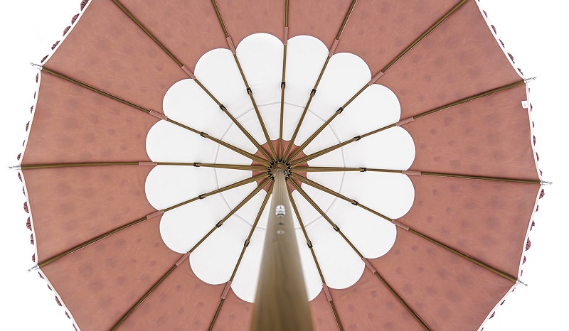 The Ocean Master Max Bolero Ombré Blossom parasol by Tuuci, underneath view