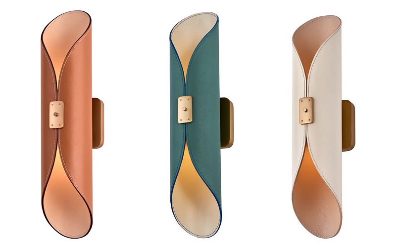 Kalco Lighting Cape Wall Sconces Tan, Blue and White, IIDA HD Expo 2025 Lighting Category Award Winner