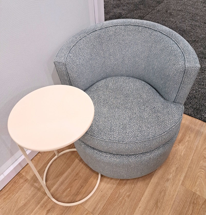 Room & Board Business Otis Swivel Chair with a Slim Round C Table at HD Expo 2025