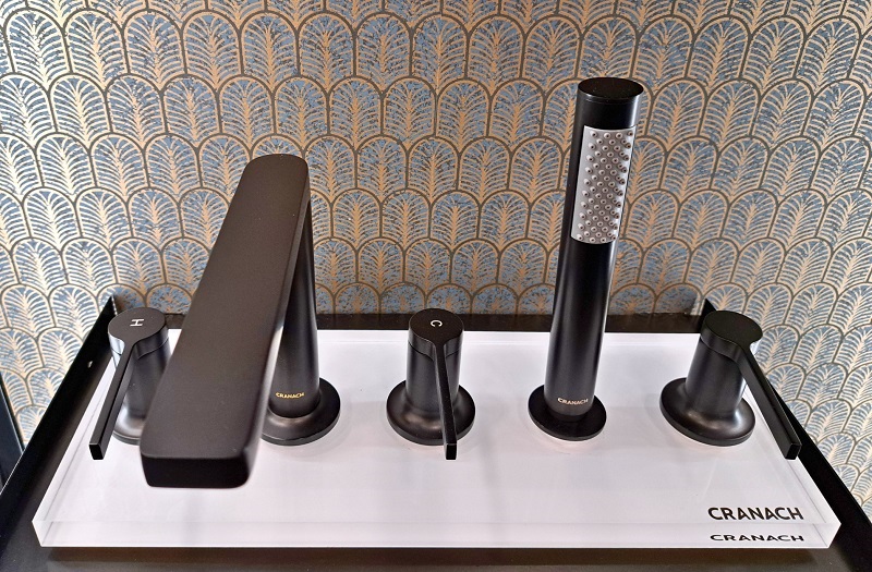 Cranach matte black luxury bathroom fixtures exhibited at PCBC 2025