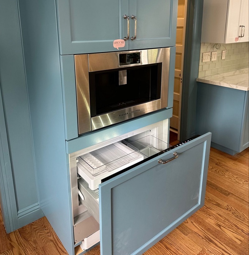 2024 Pasadena Showcase Kitchen showcasing an integrated cooler drawer under a coffee station