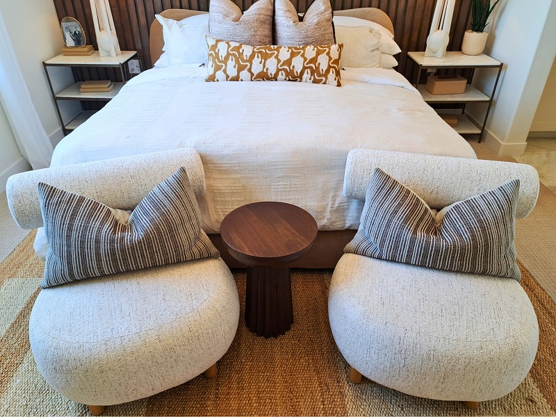 Redesigned bedroom with rich earthy textures