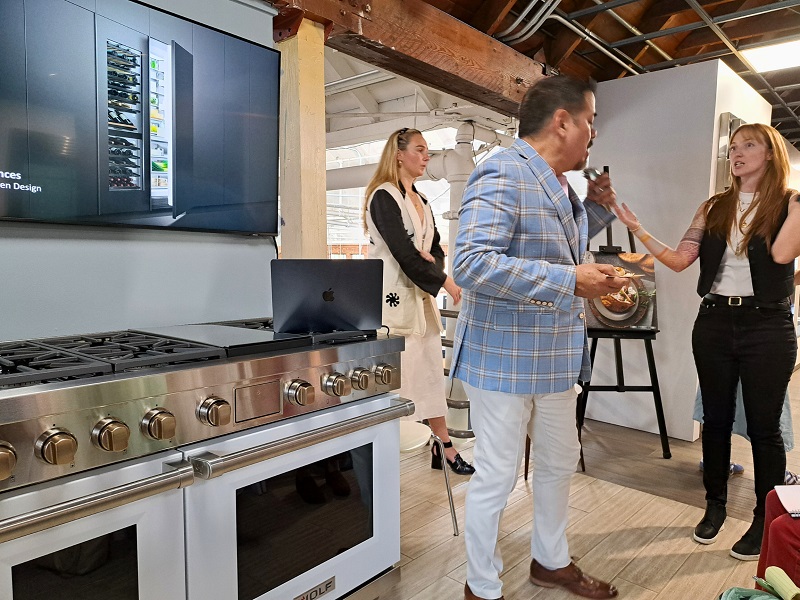 Integrated Appliances CEU at the Snyder Diamond Pasadena showroom on June 26, 2025.<br /> Left to right: Presenter, Katy O’Connor, Design Consultant at Fisher & Paykel, center, Joe Casas, Snyder Diamond, Pasadena Store Manager, and, right, Ariel Logan, Business Development Manager at Snyder Diamond Los Angeles