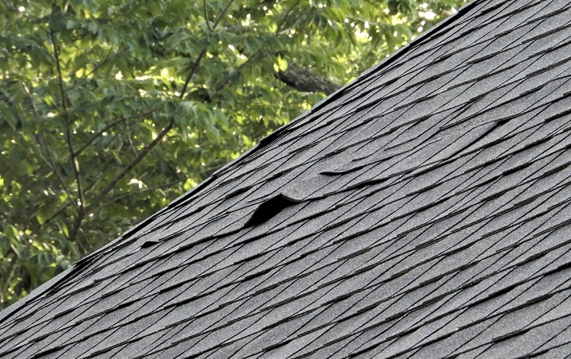 Curled shingles on roof