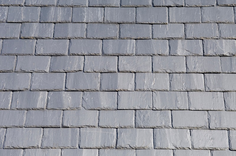 Close up view of traditional gray roof slates
