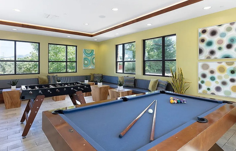 Modern, stylish recreation room at 161 N Civic Dr, Walnut Creek, California