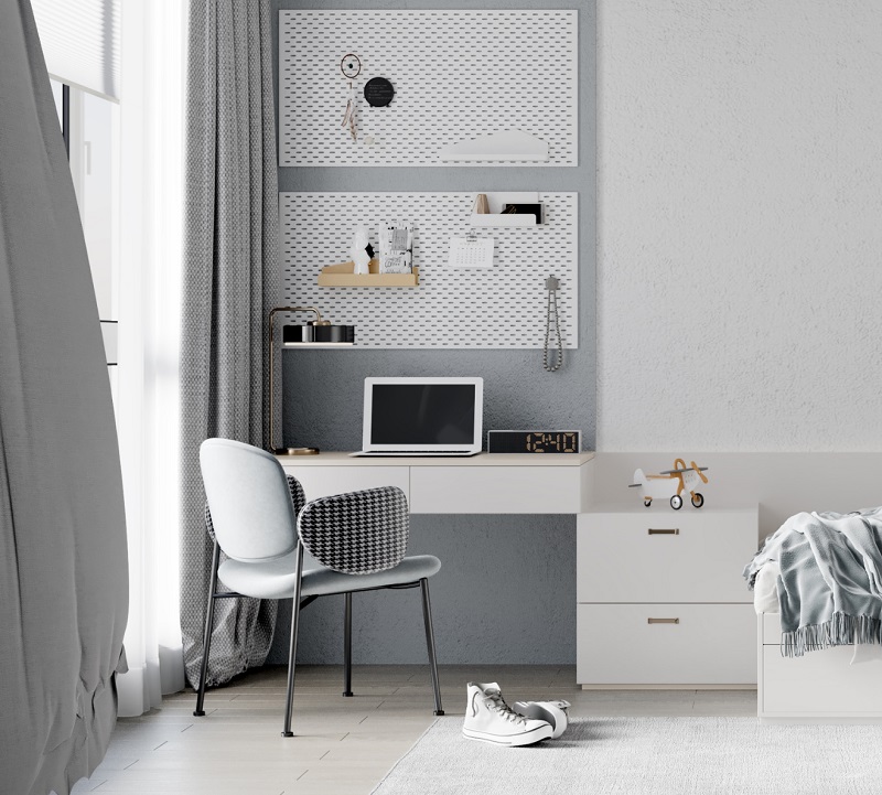 Teen's desk with vertical organizer - rendering