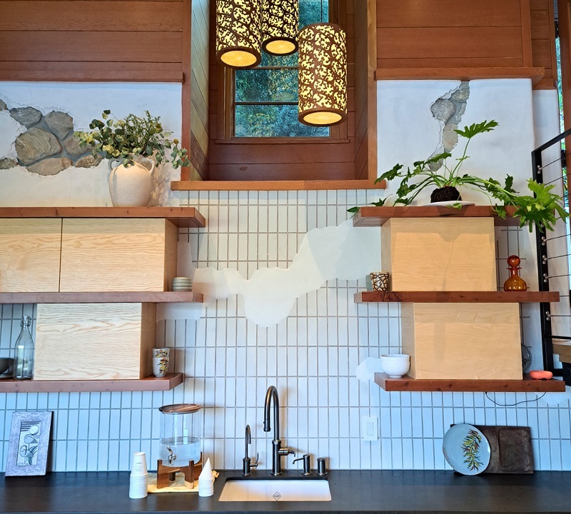 Biophilic details throughout the home provides a calming atmosphere that connects residents with surrounding natural setting of the home