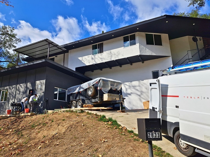 A garage being converted to an attached ADU apartment with an upgraded electrical system