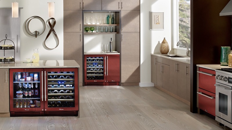 True Residential dispersed kitchen with automotive-grade paint and multiple beverage columns