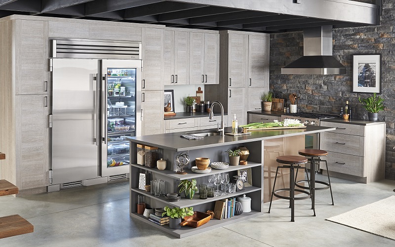 True Residential full-sized refrigerator in classic stainless steel
