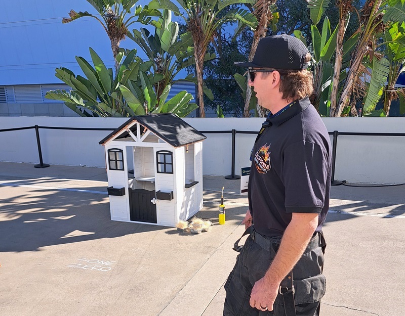 Brian Palazzo, founder and owner of California Wildfire Systems demonstrating at FutureScape USA 2025