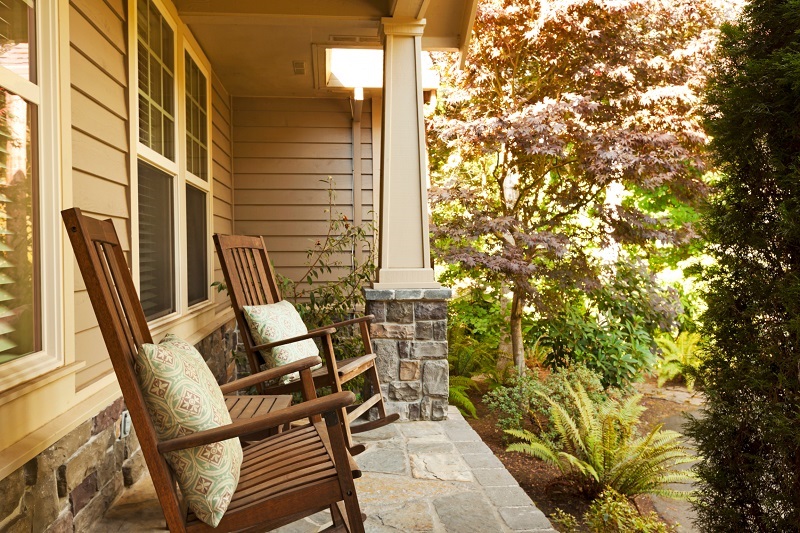 Classic Craftsman style porch column with stone pier
