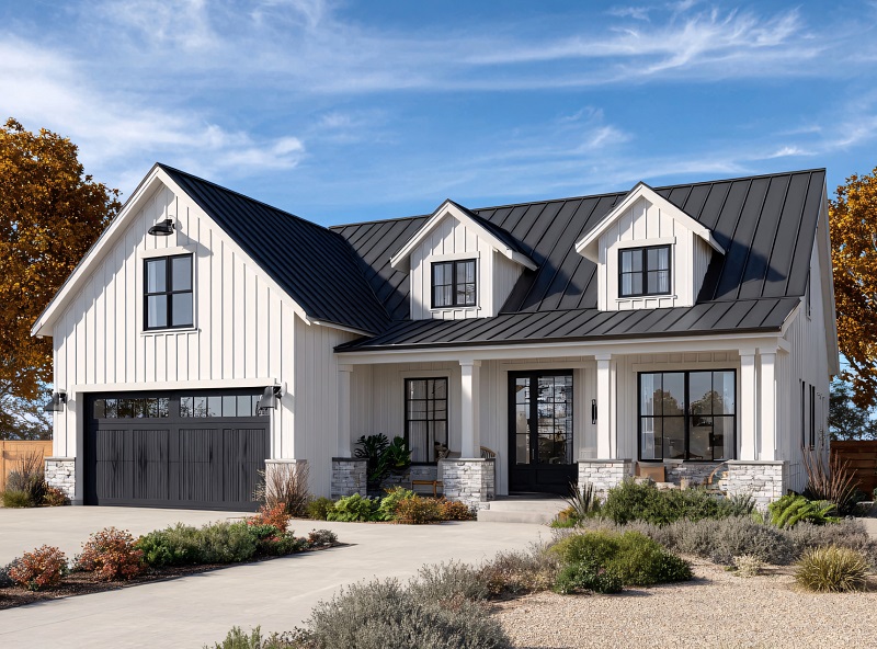 3D rendering of a modern self-maintaining home