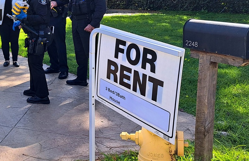 Local police attending to a squatter situation
