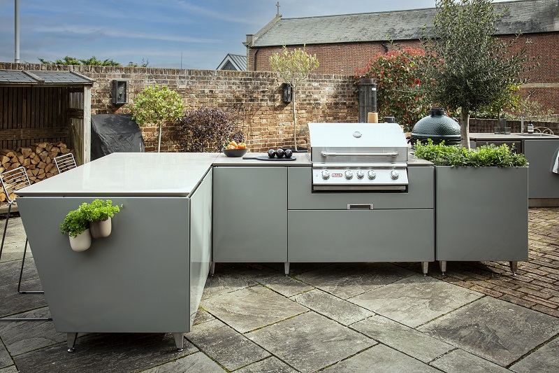 VLAZE modular outdoor kitchen units made of porcelain enamel (also known as vitreous enamel)