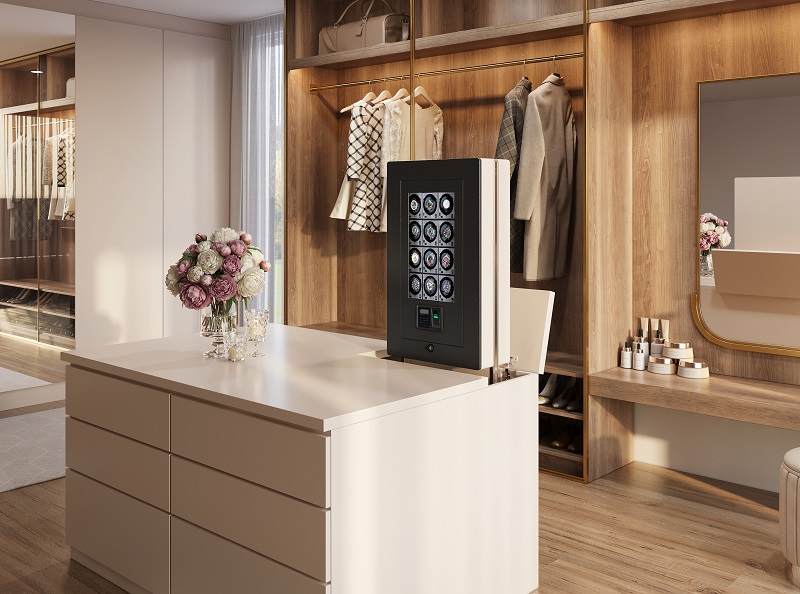 BlumSafe concealment safe in the island inside a large walk-in closet