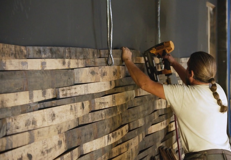TNAH 2026 Bourbon Barrel Cladding being installed