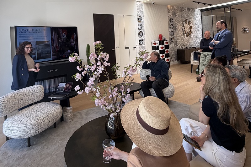 Fornasetti representative Marcella Farinaro gives a culturally rich presentation of all-things Fornasetti - its rich history, present day expansion, and a future of unlimited imaginative possibilities, held at Ricca Design Los Angeles showroom
