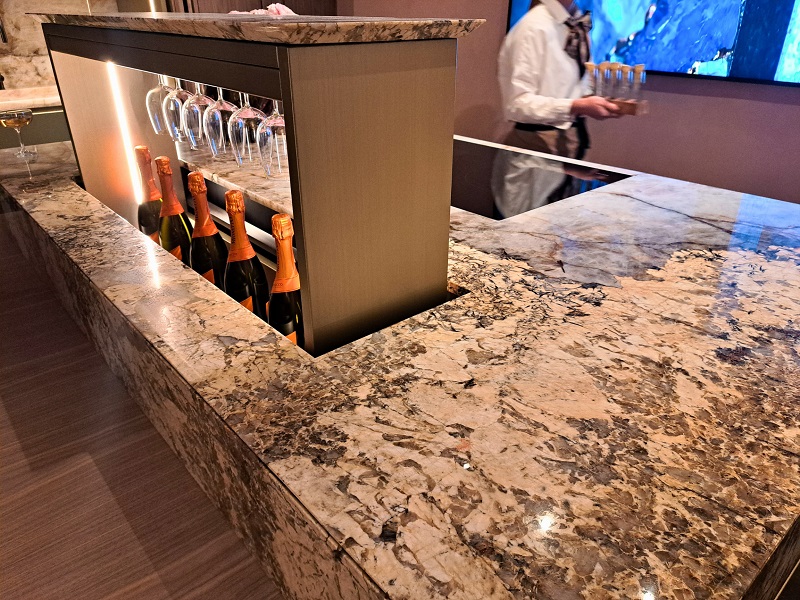 TM Italia kitchen at Ricca Design Los Angeles showroom demonstrates their meticulously crafted transformable storage unit