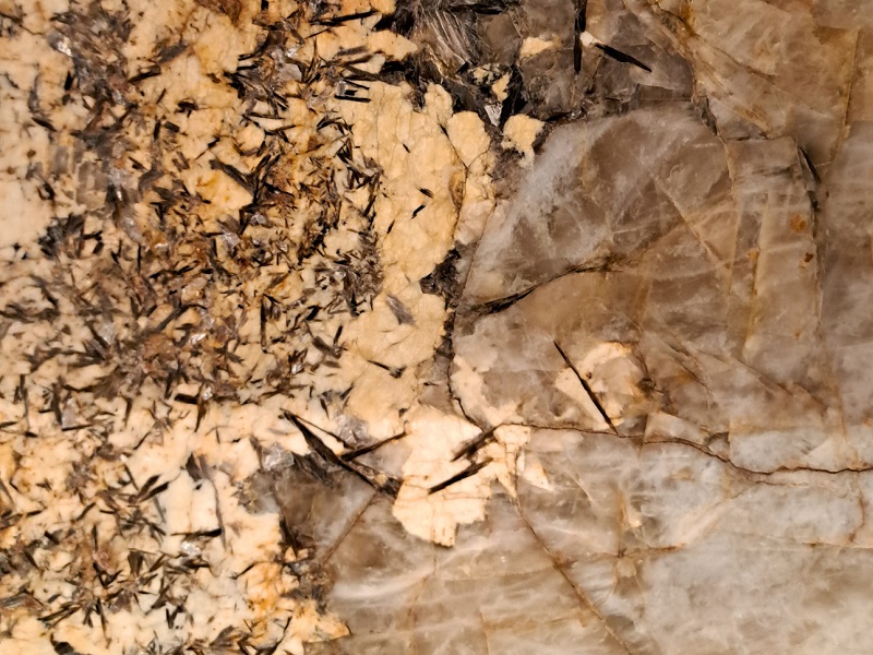 Close up view of one of two exquisite pieces of Patagonia quartzite curated by TM Italia for their new luxury integrated kitchen in Ricca Design's Los Angeles showroom