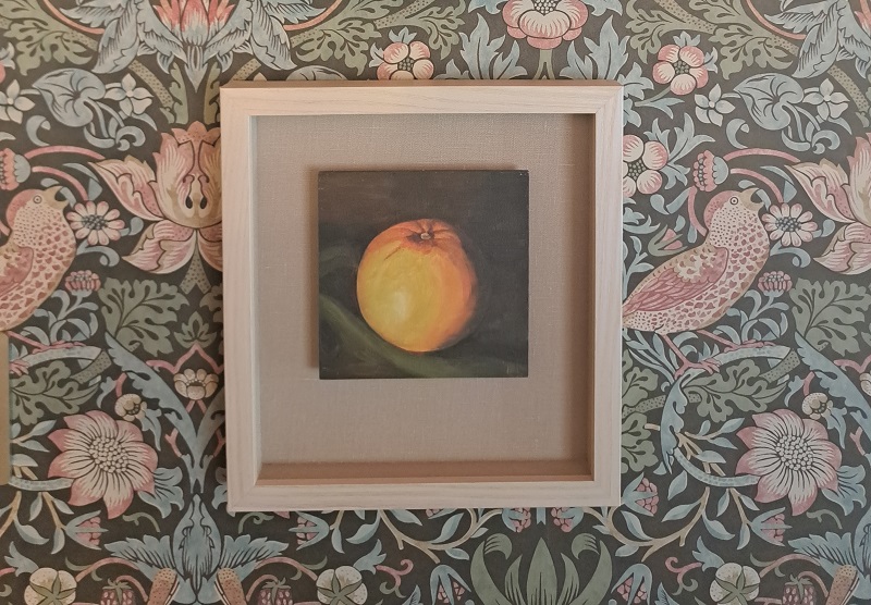 Up close view of small print and wall paper in the Upstairs Foyer designed by Lara Hovanessian 