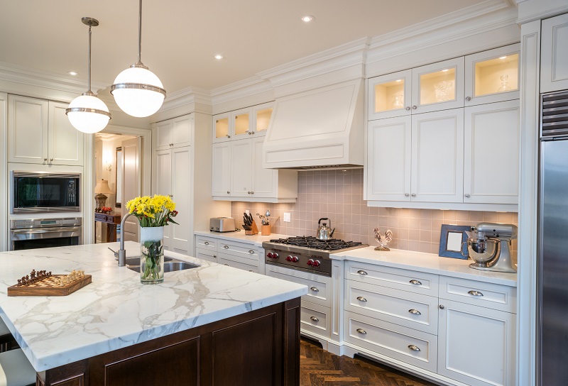Luxury kitchen with accessible items on counter