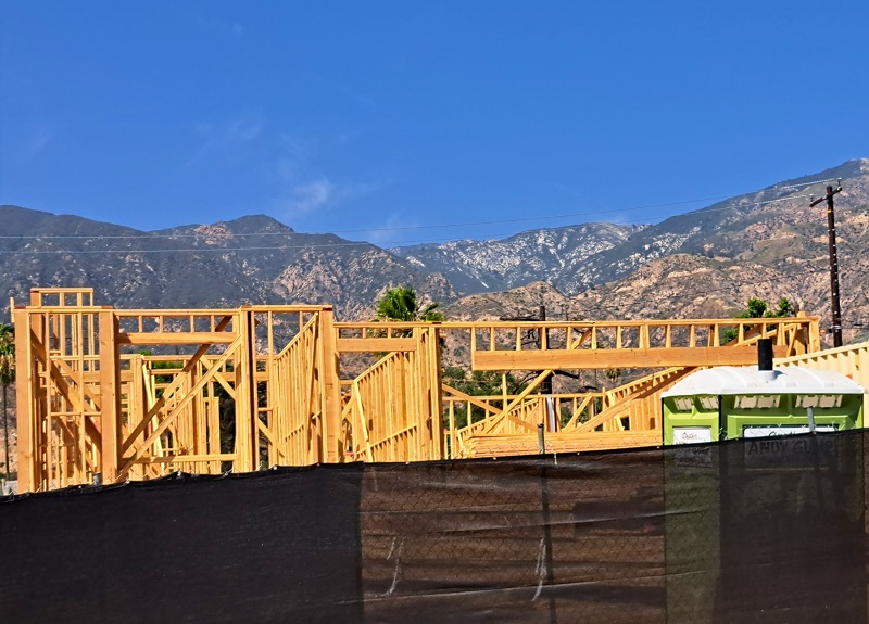 An Eaton Fire rebuild project in Altadena, California using wood framing