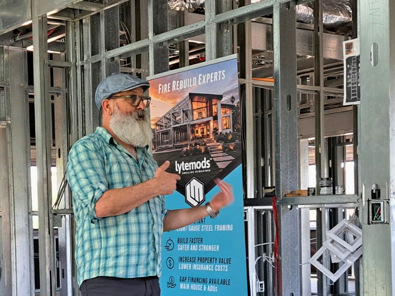 Tal Karasso, CEO of Lytemods, sharing his passion for LGS and resilient construction at his Altadena rebuild site