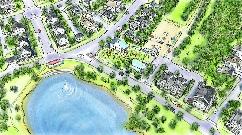 Color illustration of the Farmers Market at The Granary