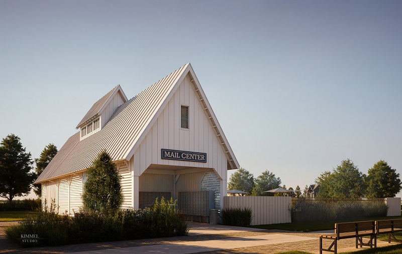 The Mail Center - a Phase 1 amenity for The Granary. Rendering by Kimmel Studio