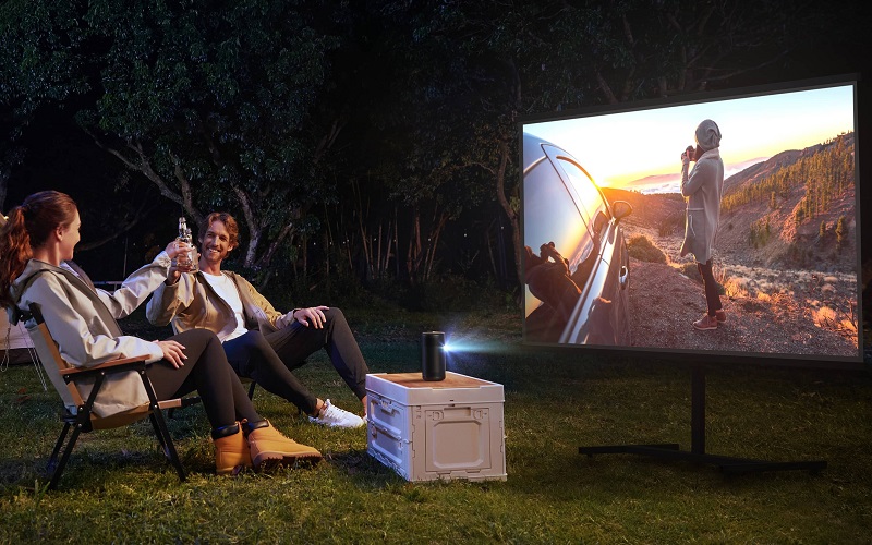 Anker Nebula Laser Projector used on a camping trip