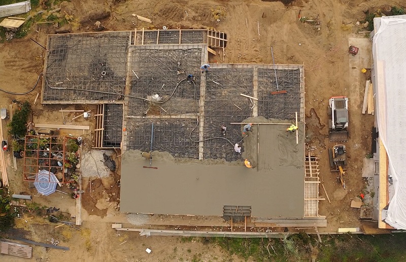 Aerial view of Lytemods foundation work for an LGS home being rebuilt in Altadena, California