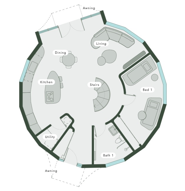 Floorplan of Geoship's Amma geodesic model