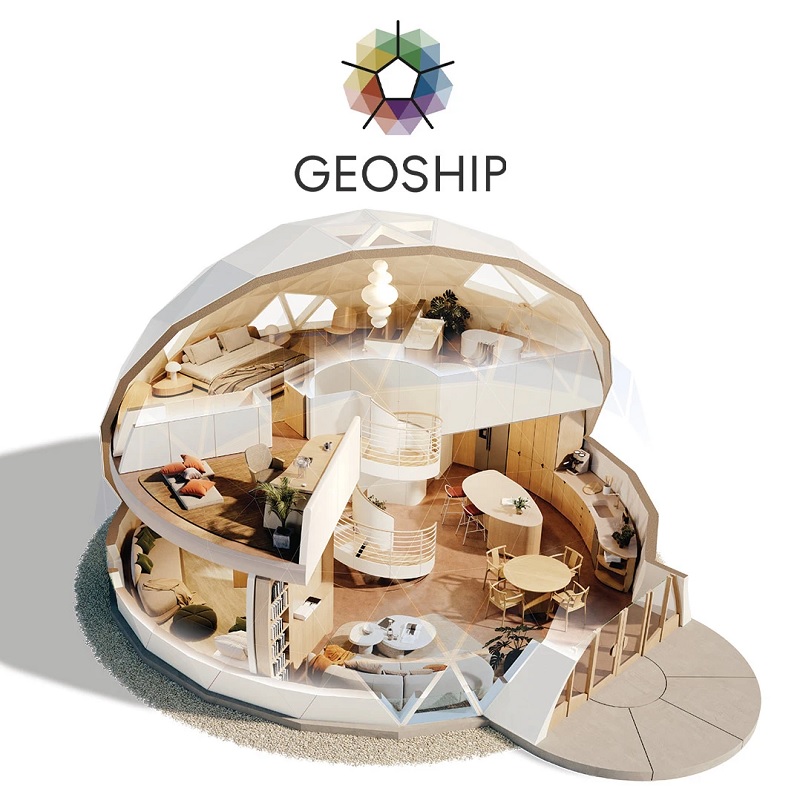 Geoship Amma, cross-sectional view of the interior spaces
