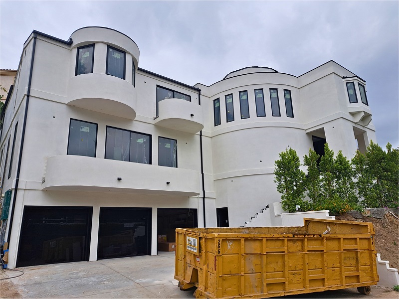 A multistory home undergoing major renovations